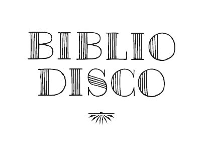 BIBLIODISCO bodoni black books hand drawn lettering logo typography