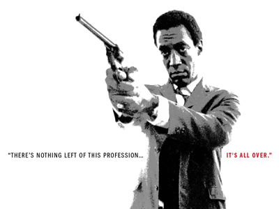 Hickey & Boggs Poster bill cosby black crimson film franklin gothic poster white