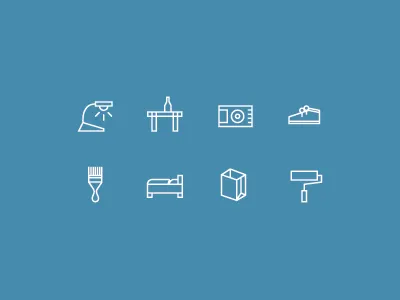 8 icons icons set white