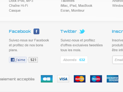 Footer Social ecommerce facebook footer gradient gray payment social twitter website