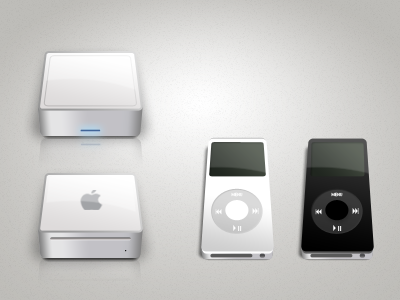 Mac OSX Device Icons app black device drive hard disk icon ipod mac mini nano osx white