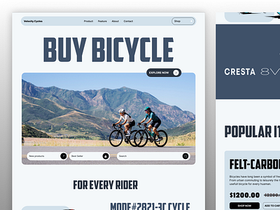 Bicycle E-commerce Website Design activelifestyle bicycle website bicyclewebsitedesign branding comapny website cyclingcommunity design ecommercedesign figma design figma template landing page product website design ui design uiuxdesign website design