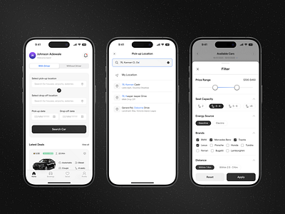 Veloce - Exotic Car Rental Mobile App car rental dark mode design design figma minimalist mobile app uiux web app