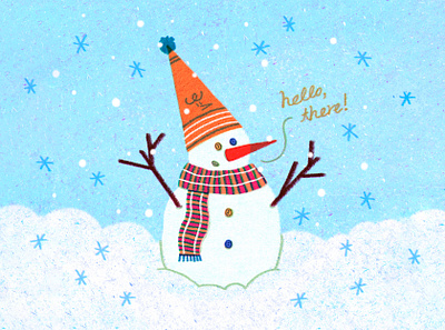 Hello, there! art artwork botton branch carrot design handwriting hat hello illust illustration ipad line muffler photoshop snow snowflake snowman snowyday tweetyheather