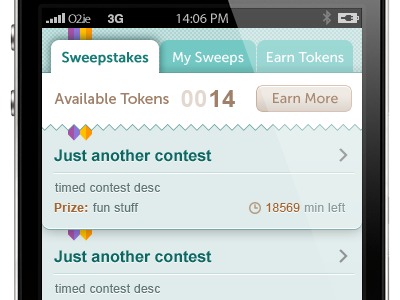 iPhone app UI - sweepstakes #3 app gui interface iphone ui