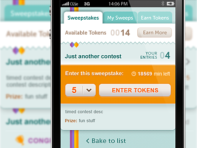 iPhone app UI - sweepstakes #4 app gui interface iphone ui