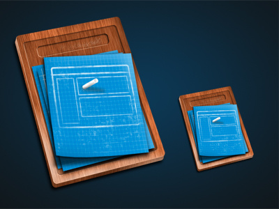 Drawing Board Icon (256px & 128px) blueprint chalk texture wood