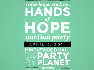 Hands of Hope Auction Party Save the Date hand lettering typography