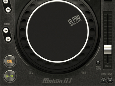 Tablet/Phone User Interface Professional Set V. 5 Mobile DJ black buttons interface ipad knobs metal music plastic ui user