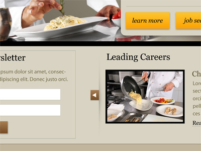 Cooking School Site Redesign brown ui website