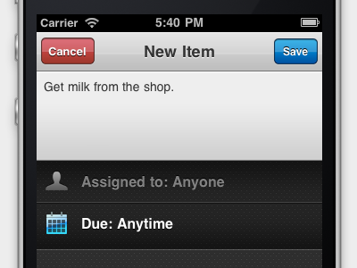 New todo item basecamp dark grey iphone summit ui