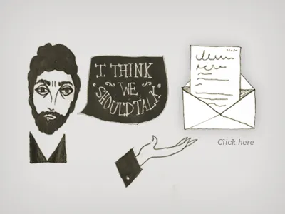 "I think we should talk" mailing list beard illustration mail yoursroxanne