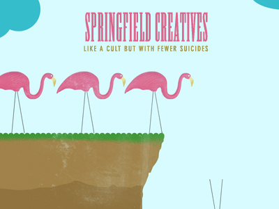Cult blue din illustration pink flamingo scg woodtype