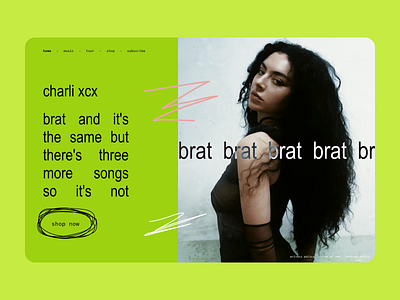 Index Page – Animation (Charli xcx: brat) animation atlantic records brat charli xcx design index index page marquee music sony ui ui design warner warner music web design