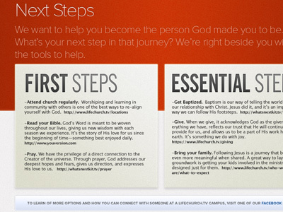 Next Steps layout font headlines lifechurchtv red type