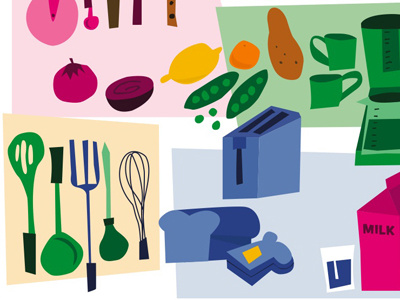 Cover for a Kid's book food illustratin kitchen