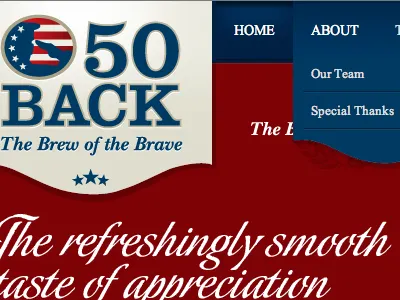 50back beer navigation patriotic website