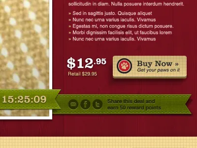 Buy Now Detail button clarendon green red ribbon