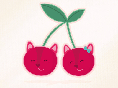 Cherry kitties cats cherries cute fruit illustration