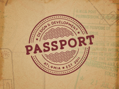 Passport v2 logo retro stamp wip