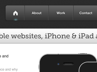 Header refinement dark glow header home iphone website