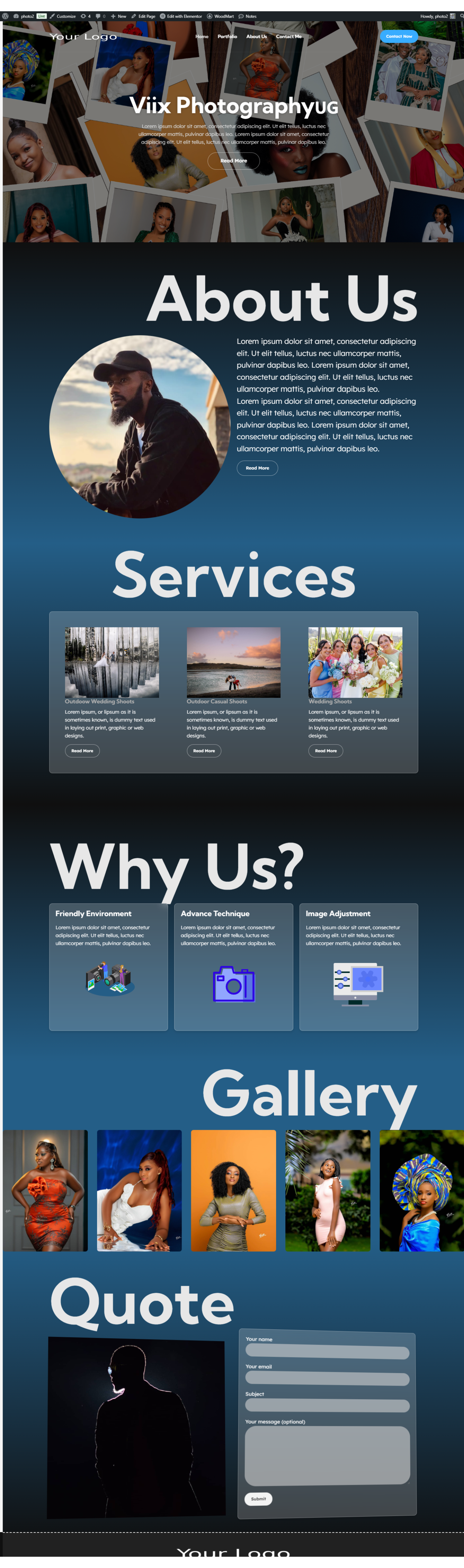 Example of Minimalist Glass Morphism Word Press