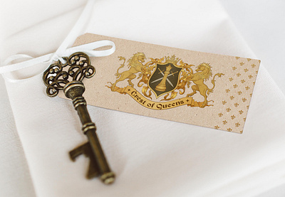 Crest of Queens Logo Design branding coat of arms crest design family crest gold graphic design heraldic logo heraldry logo logo design luxurious vintage logo