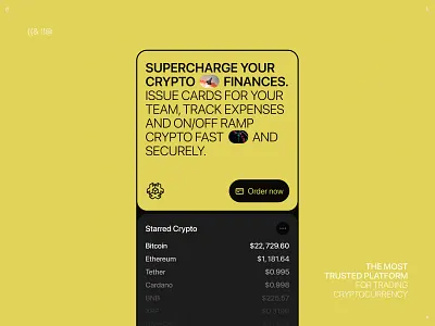 Crypto Tracker app black blockchain brutalism btc clean crypto defi design finance minimal money ui ux yellow