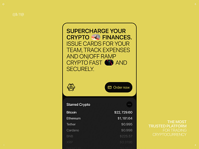 Crypto Tracker app black blockchain brutalism btc clean crypto defi design finance minimal money ui ux yellow