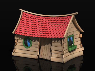 Wooden hut 3d hut render wood