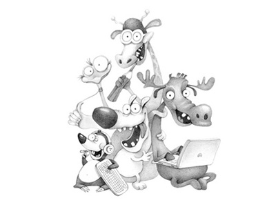 Freelancers company art drawing grey illustration pencil