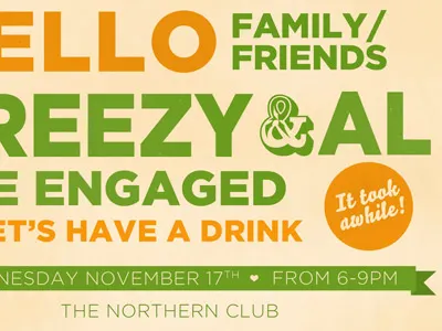 Engagement party invite invite texture typography wedding