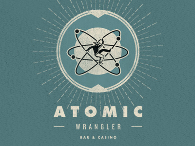 Atomic Wrangler bar casino futura knockout logo retro vegas vintage