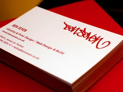 Introducing ben seven business cards colorplan duplex gf smith letterpress personal red stationery white