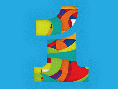 One diecut distressing illustration layering numbers shadows vector