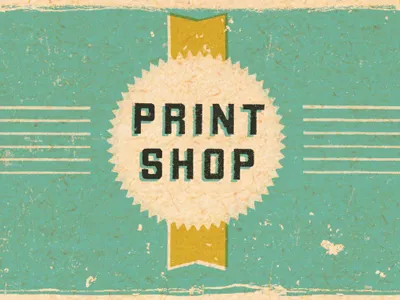 Print Shop design label logo old paint can packaging paint texture vintage
