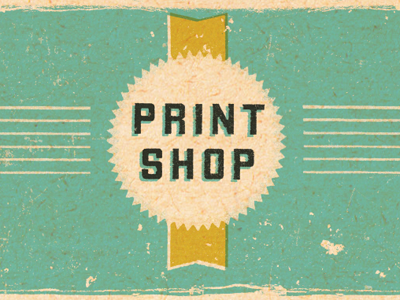 Print Shop design label logo old paint can packaging paint texture vintage