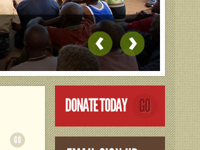 Donate brown buttons green khaki red