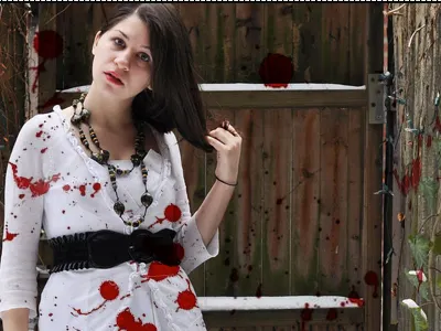 OH: Don't you have work to do? alana blood female gore snow splatter winter