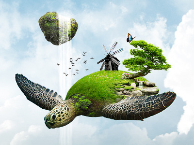 Turtle Photo Manipulation diskworld fantasy manipulation photo photoshop sci fi surreal turtle windmill