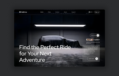 GoDrive - Car rental landing page best black car figma figma design freelance landing page luxury realistic rent rental ui uiux vehicle website website design white