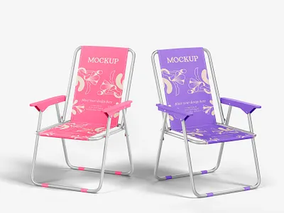 Beach Chair Mockup Set beach beach chair branding mockup camping chair daybed deck chair fabric folding furniture mockup lounge mockup mockup outdoor mockup travel summer vacation