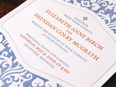 LB & BM Invite design invite letterpress pattern type typography