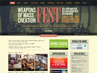 WMC Fest 2011 site bodoni design event knockout typography weapons of mass creation website