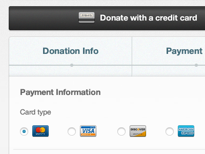 Donation process fireworks form helvetica neue interface process radio buttons