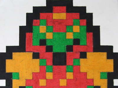 Samus Aran 8 bit oil pastel pixel video game