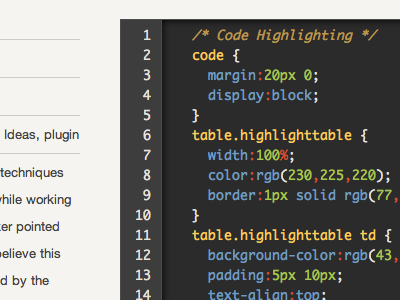 Code Block code css syntax