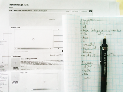 flaminglips.com rebuild database wireframes