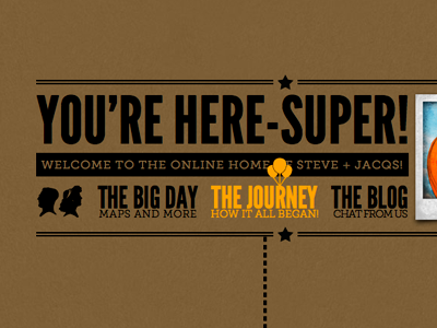 Steve & Jacqs one page website typography vintage website wedding www