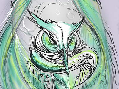 start of dragonowl.. digitized dragon fracturize guardian inspired movie owl wacomized